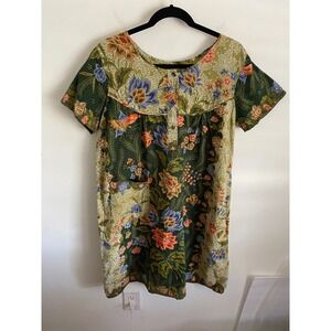Boho Batik Floral Print Short Sleeve House Dress